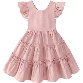 Toddler Girls Dress Ruffle Backless Sleeveless Kids Casual Party Dresses Summer Beach Sundress
