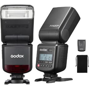 Godox TT520III Camera speedlite ، GN 33 Flash Speedlight مع جهاز إرسال الزناد اللاسلكي RT-16 ، S1/S2 Sync ، منفذ مزامنة الكمبيوتر لـ Canon/Sony/Fujifilm/Nikon/Panasonic/Olympus
