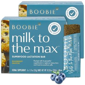 Boobie Bar Superfood Oatmeal Chocolate Chip Lactation Bar for Breastfeeding Moms to Increase Milk Supply | #1 Selling Lactation Snack Bars | Vegan, Fenugreek-Free, Gluten-Free, Dairy-Free (12 Bars)