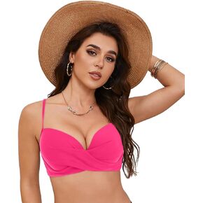 Tankini Tops for Women 2025 Womens Underwire Bikinis Top Only - Push Up Swim Top Padded Bra Swimsuit