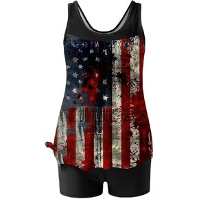 Tummy Control Swimsuits for Women High Waisted Crew Neck Floral Tankinis Vacation Beach Two Piece Sets