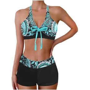 Bathing Suit for Women Tummy Control High Waisted Backless Halter Tie Bikinis Sets Beach 2 Piece Bathing Suits