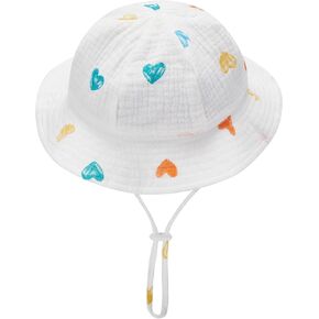 Baby Sun Hat Summer Beach Hats Wide Brim Sun Protection Floral Bucket Hat for Boys Girls Toddler Infant