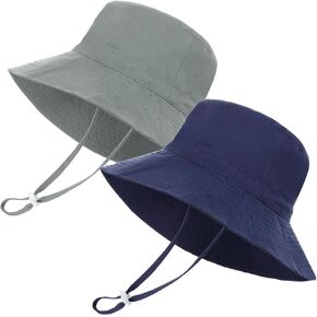2 Packs Baby Sun Hat Toddler Boys Girls Bucket Hat UPF 50+ Sun Protection Summer Hats for Beach