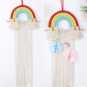 THJ Bow Holder Hanging Hair Bow Organizer Hair Clips Storage for Girls Hair Bows,Boho Rainbow Wall Hair Clips Headband Storage Hanger for Baby Toddler Girls Room Purple