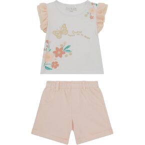 GUESS baby-girls Eco Short Sleeve T-shirt and Terry Short