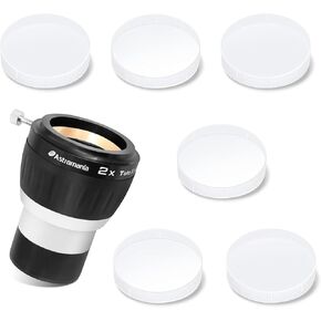 Astromania 2 Inch 2X Barlow Lens - Bundle with - 2 Inch Telescope Eyepiece Dust Caps