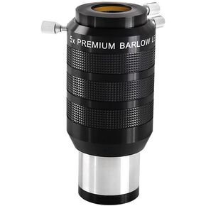 2 Inch 5X Barlow Lens 4-Element APO with 1.25-Inch Adapter - Fully Multi Coated with Internal Brass Ring for 2 inch & 1.25 inch Telescope Eyepiece