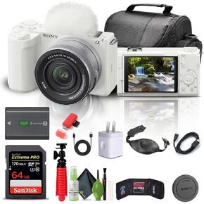 Sony Alpha ZV-E10 II Mirrorless Camera with 16-50mm Lens (Black) (ZVE10M2KB) + 64GB Memory Card + Bag + Card Reader + HDMI Cable + Flex Tripod + Hand Strap + Memory Wallet + Cleaning Kit (Renewed) in Saudi Arabia