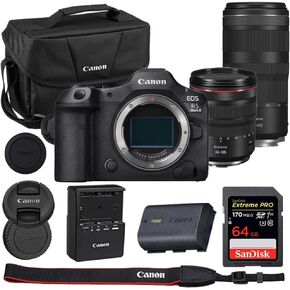 Canon EOS R5 Mark II Mirrorless Camera with 24-105mm f/4 & 100-400mm Lens Bundle with Canon 200ES EOS Shoulder Bag + 64GB Extreme PRO Memory Card