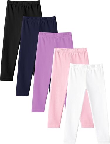 Witwot 5 Pack Toddler Leggings Baby Girl Cotton Pants Toddler Girls Clothes Size 18M-5T in Kuwait
