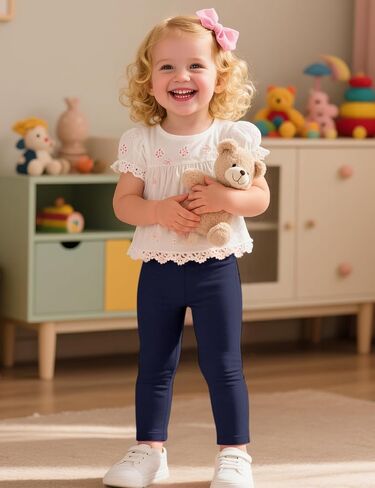Witwot 5 Pack Toddler Leggings Baby Girl Cotton Pants Toddler Girls Clothes Size 18M-5T in Kuwait