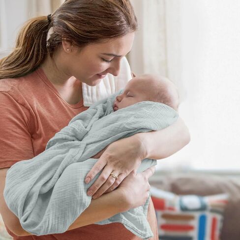 Bearmoss Muslin Swaddle Blankets, 40 x 38 inches Baby Swaddle for Boys and Girls, Soft Baby Blanket, 3 Pack Breathable Nursery Receiving Blankets (Cloud) in Kuwait