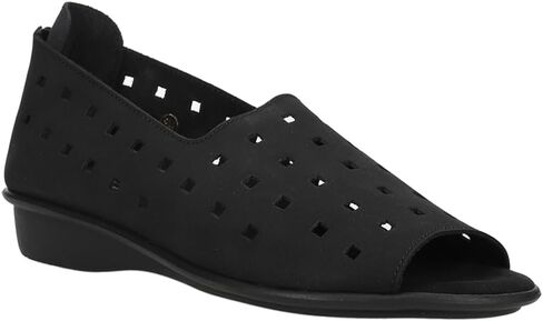 Womens Evonne Nubuck Cut Outs Slip On Flats Casual - Black in Saudi Arabia