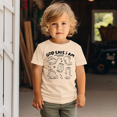 BOUTIKOME Toddler Boys Dinosaur Shirts Baby Summer T-Shirt Kid Short Sleeve Dino Tees Tops Inspirational Gift Clothes 1-6Y in Saudi Arabia