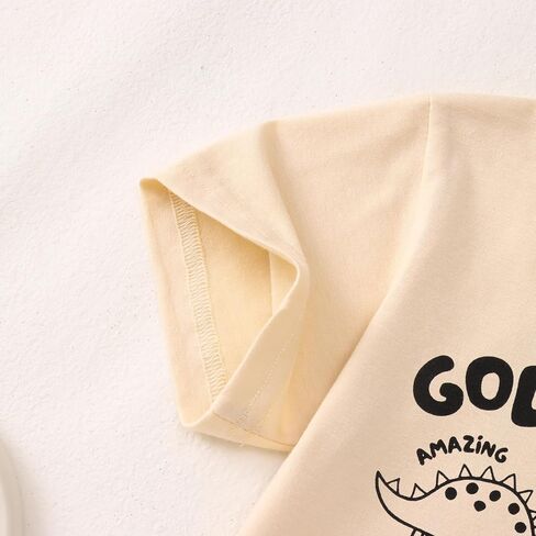 BOUTIKOME Toddler Boys Dinosaur Shirts Baby Summer T-Shirt Kid Short Sleeve Dino Tees Tops Inspirational Gift Clothes 1-6Y in Saudi Arabia