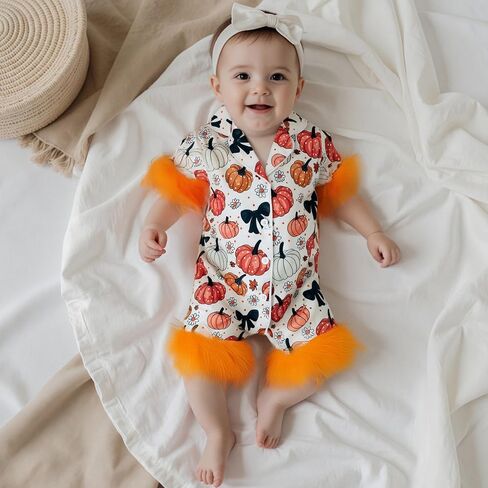 Kuriozud Baby Girl Pajamas حديثي الولادة لأسفل رومبير بذلة ريش in Kuwait