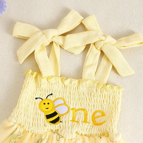 Baby Girl Cotton Linen Romper Dress 1st Birthday Clothes Letter Embroidery Sleeveless Smocked Onesie Shower Outfit in Saudi Arabia
