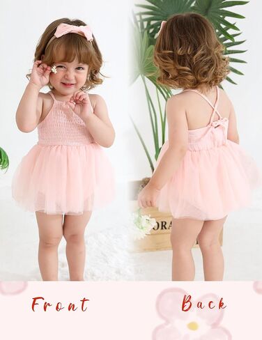 Infant Baby Girl Summer Romper Dress Sleeveless Strap Mesh Tutu Skirt Backless Bodysuit with Headband in Saudi Arabia