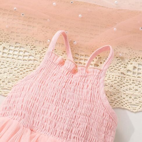 Infant Baby Girl Summer Romper Dress Sleeveless Strap Mesh Tutu Skirt Backless Bodysuit with Headband in Saudi Arabia