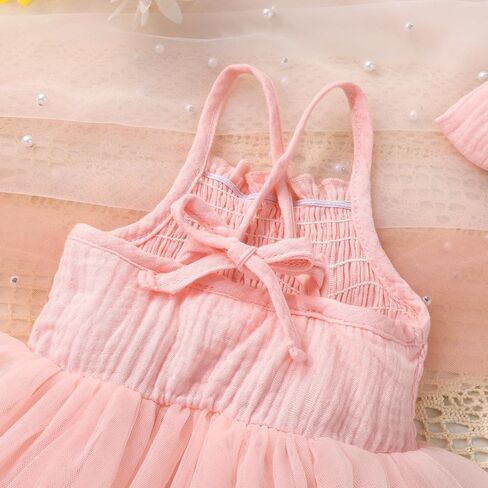 Infant Baby Girl Summer Romper Dress Sleeveless Strap Mesh Tutu Skirt Backless Bodysuit with Headband in Saudi Arabia