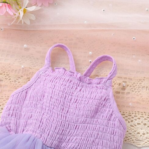 طفلة طفلة الصيف رومبير فستان بلا أكيام شبكة توتو تنورة عارية الظهر مع عقال in Kuwait