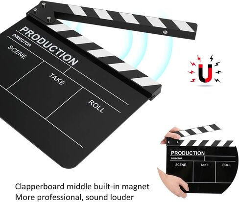 لوحة تصفيق السينما ، أكريليك Clapperboard Director Professional Movie Film Action Clap Tool Cut Action Clapper Board ، 30x25cm (#2) in Saudi Arabia