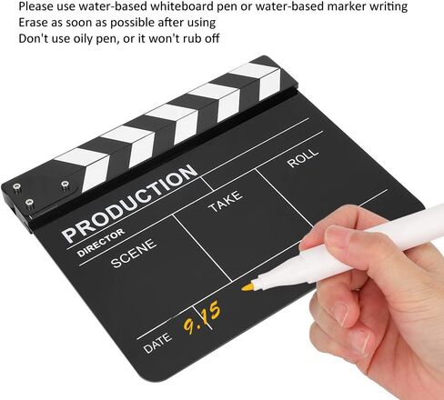 لوحة تصفيق السينما ، أكريليك Clapperboard Director Professional Movie Film Action Clap Tool Cut Action Clapper Board ، 30x25cm (#2) in Saudi Arabia