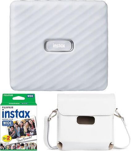 Fujifilm Instax Link Wide Printer Ash White + Fuji Wide Twin Pack Instant Film + Case in Saudi Arabia