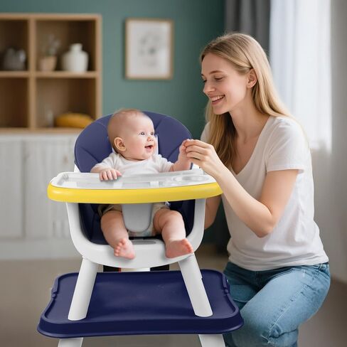 5 in 1 Baby High Chair, Toddler Chair with Removable Tray, Convertible High Chairs for Babies and Toddlers, Kids Learning Table, Building Block Table, Dining Booster Seat with Safety Harness, Blue in Saudi Arabia