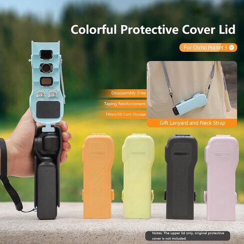 Pocket 3 Gimbal Upper Protective Cover, Gimbal Lens Screen Guard Protective Cover Lid for DJI Osmo Pocket 3 Camera Accessories, with Silicone Band and Filters/SD Card Storage Slots (Gray) in Saudi Arabia