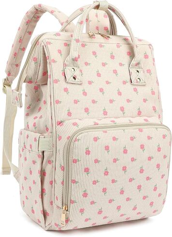Corduroy Diaper Bag Backpack for Women, Large Capacity Baby Bag for Mom and Girls Boys with Stroller Straps (Cherry) in Kuwait