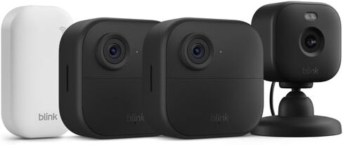 Blink Outdoor 4 + Mini 2 – Wireless smart security camera, two-year battery life, 1080p HD day and infrared night live view. Sync Module Core included – 2 camera system + Mini 2 (Black) in Saudi Arabia