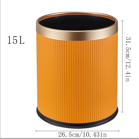 سلة 15L/12L لإعادة تدوير القمامة الداخلية ، علبة ذات عيار كبير للطبقة ، سلة ورق بلاستيكية للمطبخ ، غرفة المعيشة ، المكتب (Oranje ، 15L) in Kuwait