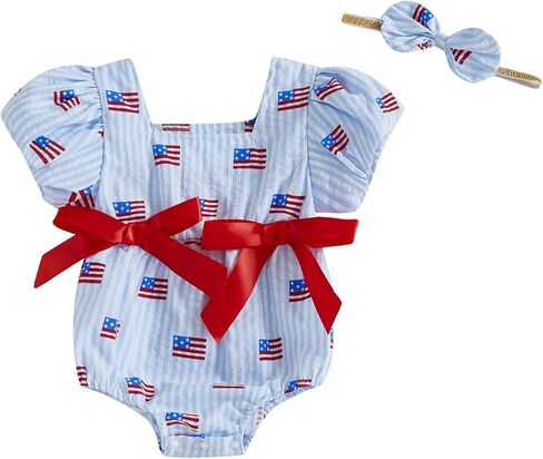 Fybitbo Baby Girl 4th of July الزي الرابع من يوليو الولايات المتحدة الأمريكية in Kuwait