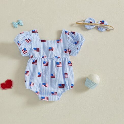 Fybitbo Baby Girl 4th of July الزي الرابع من يوليو الولايات المتحدة الأمريكية in Kuwait