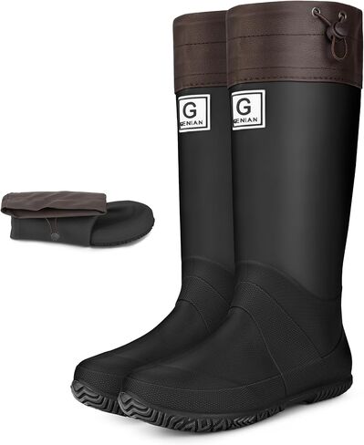 Wasserflux Women’s Mid-Calf Rain Boots – Waterproof Foldable Rubber Boots with Adjustable Cuff, Anti-Slip Sole, Lightweight for Gardening & Outdoor Work in Saudi Arabia