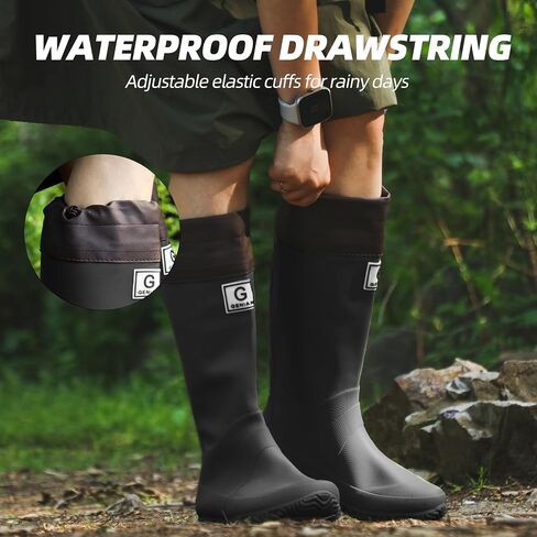 Wasserflux Women’s Mid-Calf Rain Boots – Waterproof Foldable Rubber Boots with Adjustable Cuff, Anti-Slip Sole, Lightweight for Gardening & Outdoor Work in Saudi Arabia
