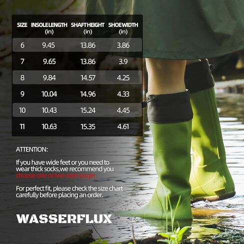 أحذية أمطار من Wasserflux للسيدات-أحذية مطاطية قابلة للطي مقاومة للماء مع الكفة القابلة للتعديل ، نعل انزلاق ، خفيفة الوزن للحدائق والخارجية in Kuwait