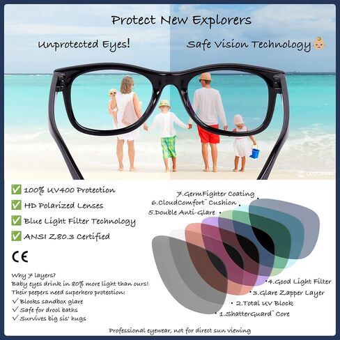 COCOSAND Flexible Polarized Baby Sunglasses with Strap UV Protection for Toddler Infant Girl Boy Age 0-24 Months in Saudi Arabia