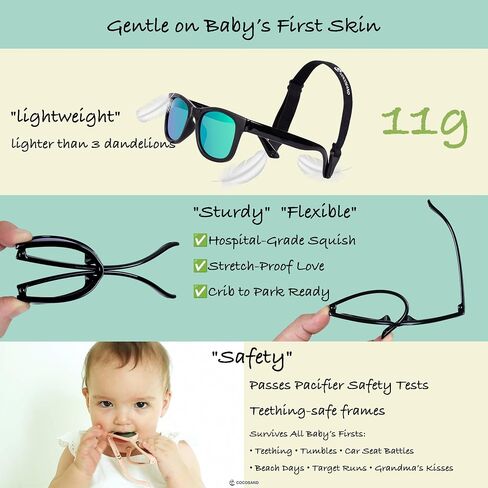 COCOSAND Flexible Polarized Baby Sunglasses with Strap UV Protection for Toddler Infant Girl Boy Age 0-24 Months in Saudi Arabia
