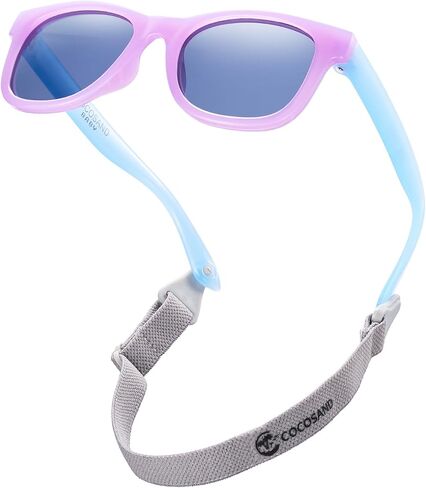 COCOSAND Flexible Polarized Baby Sunglasses with Strap UV Protection for Toddler Infant Girl Boy Age 0-24 Months in Saudi Arabia