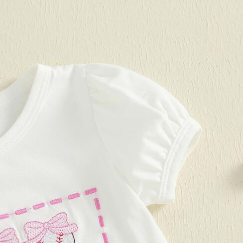 Kupretty Baby Girl Summer Clothes Toddler Short Sleeve Embroidery Smocked Shirts T-shirt + Gingham Ruffle Shorts Set in Saudi Arabia