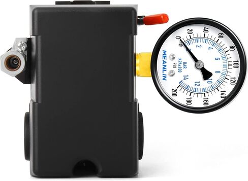MEANLIN MEASURE Air Compressor Pressure Switch Control Valve 135-175 PSI 110V-240V 4-Way Replacement Parts with 0-180 Psi Air Compressor Regulator and Safety Pressure Relief Valve in Saudi Arabia