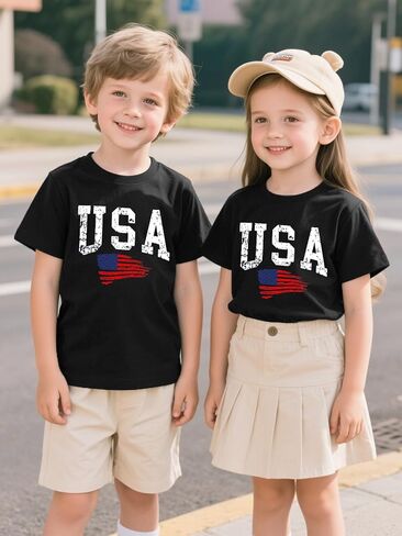 USA American Flag Dirtts Little Kids Boys Girls 4th of July Thirt Thirt Toddler Summer Summer Summer in Kuwait