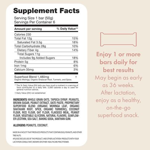 Boobie Bar Superfood Oatmeal Chocolate Chip Lactation Bar for Breastfeeding Moms to Increase Milk Supply | #1 Selling Lactation Snack Bars | Vegan, Fenugreek-Free, Gluten-Free, Dairy-Free (12 Bars) in Kuwait