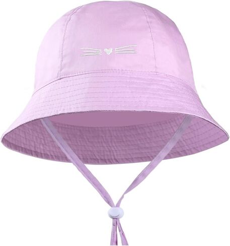 Baby Girl Sun Hat Foldable Wide Brim Toddler Cat Bucket Hat Summer UPF50+ Sun Protection Beach Cap Hats for Kids in Saudi Arabia