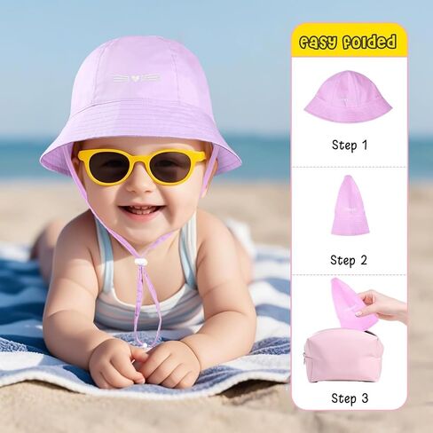 Baby Girl Sun Hat Foldable Wide Brim Toddler Cat Bucket Hat Summer UPF50+ Sun Protection Beach Cap Hats for Kids in Saudi Arabia