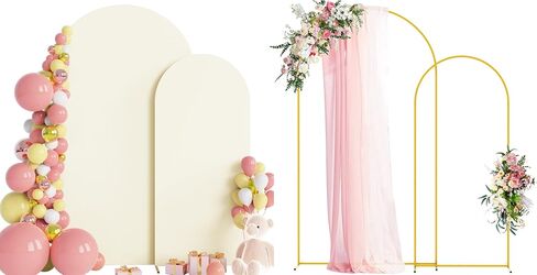 Wokceer Wedding Arch Backdrop Stand and Cover Set of 2,Arch and Black Cover | 7.2FT,6FT Gold Metal Arch Stand with Arch Cover Black for Birthday Party Wedding Ceremony Bridal Baby Shower Event Decor in Saudi Arabia