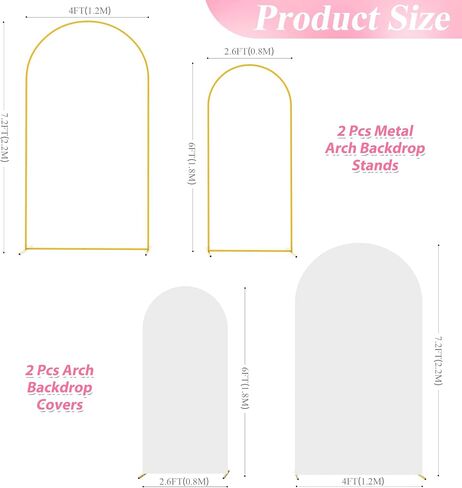 Wokceer Wedding Arch Backdrop Stand and Cover Set of 2,Arch and Black Cover | 7.2FT,6FT Gold Metal Arch Stand with Arch Cover Black for Birthday Party Wedding Ceremony Bridal Baby Shower Event Decor in Saudi Arabia